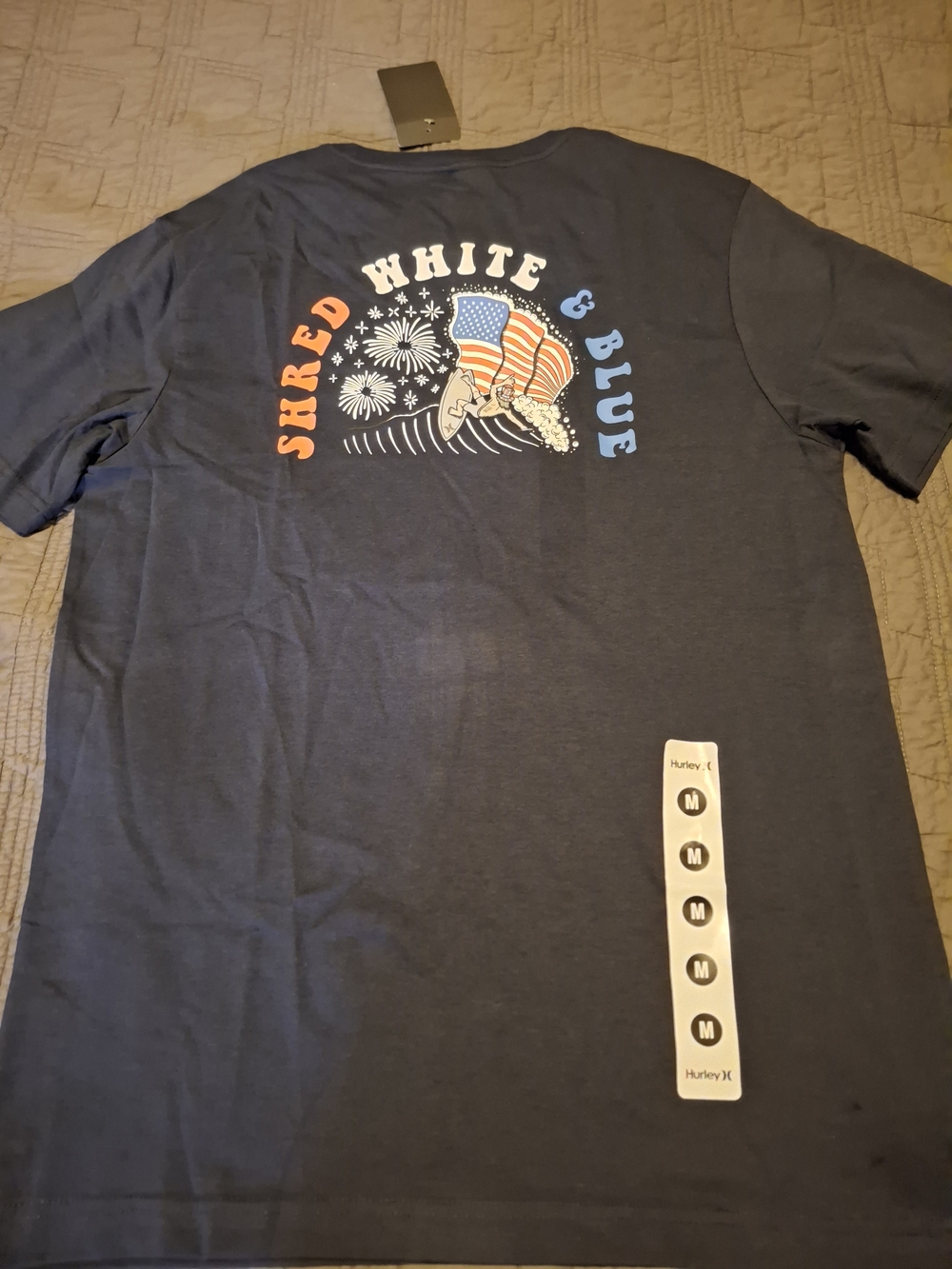 Hurley Navy Graphic 'Shred White & Blue' Men's T-Shirt Size M